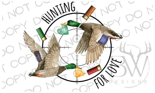 Hunting For Love Duck Hunting Valentine's Day Digital Download PNG