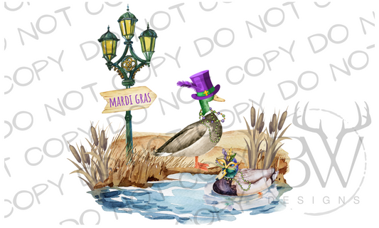 Mardi Gras Mallards Digital Download PNG