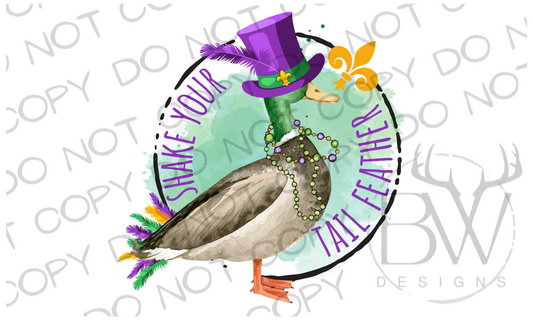 Shake Your Tail Feather Mardi Gras Mallard Duck Digital Download PNG