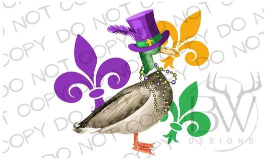 Fleur De Lis Duck Track Logo Mardi Gras Digital Download PNG