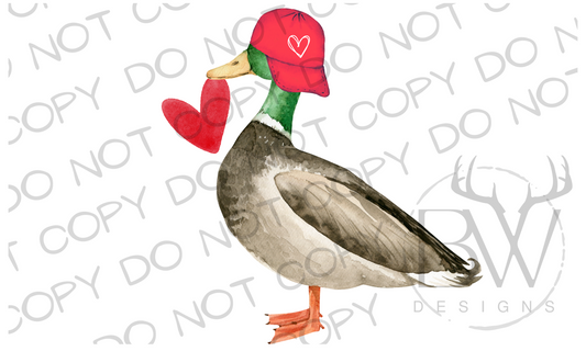 Cool Valentine Mallard Duck Hunting Valentine's Day Digital Download PNG