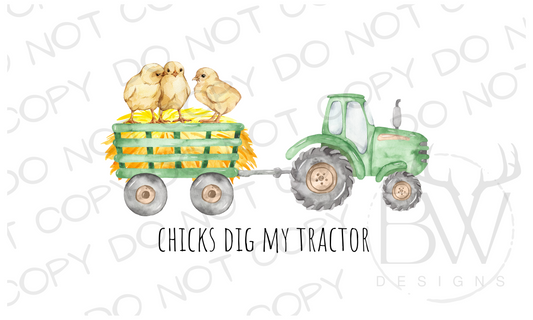 Chicks Dig My Tractor Farm Digital Download PNG