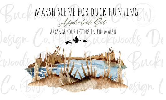 Marsh Scene for Duck Hunting Alphabet Set Digital Download PNG