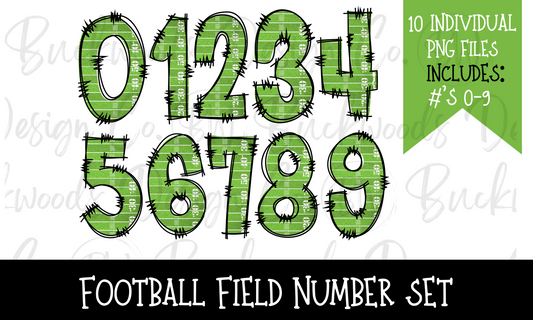 Doodle Football Field Number Set Digital Download PNG