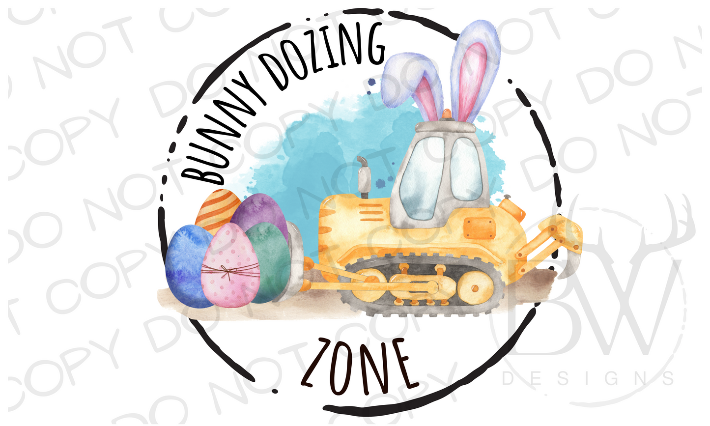 Bunny Dozing Zone Easter Construction Digital Download PNG