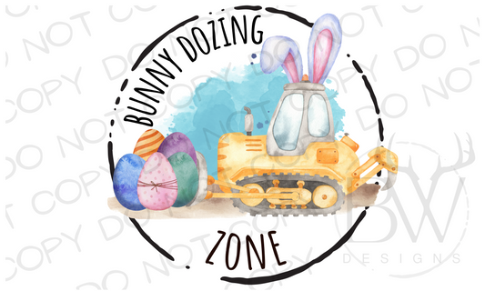 Bunny Dozing Zone Easter Construction Digital Download PNG