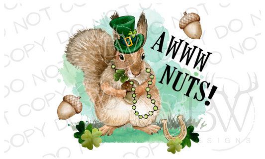 Awww Nuts St. Patrick's Day Squirrel Hunting Digital Download PNG