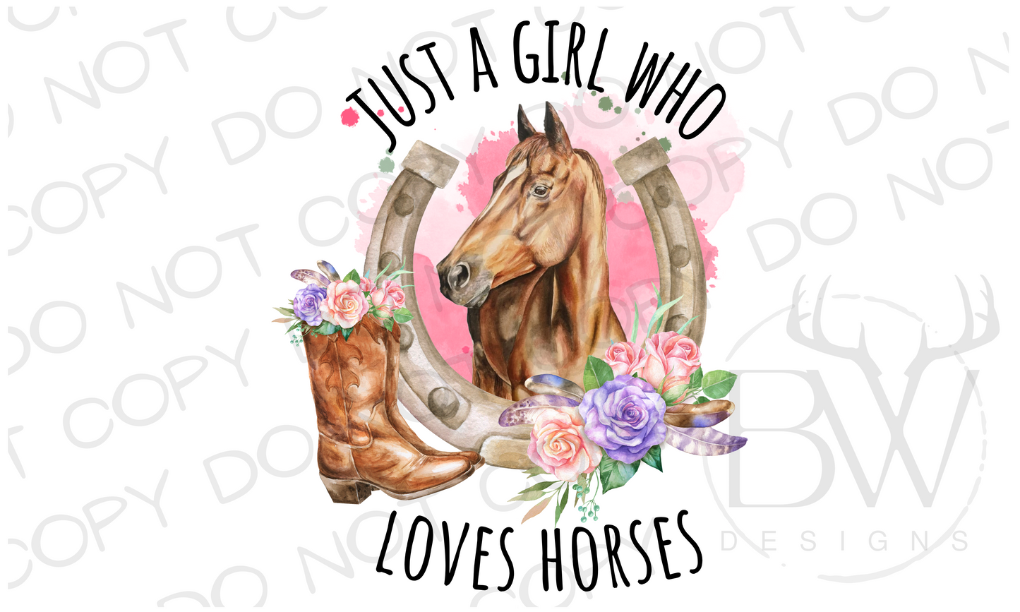 Just A Girl Who Loves Horses Horse Digital Download PNG