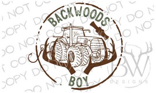 Backwoods Boy Hunting, Fishing & Farming Digital Download PNG