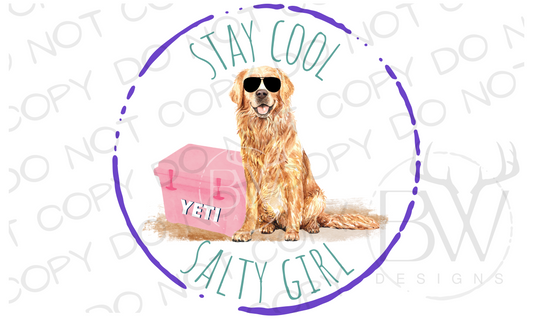 Stay Cool Salty Girl Golden Retriever Digital Download PNG