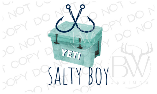 Salty Boy Blue Cooler Fishing Digital Download PNG