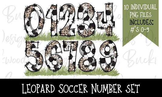 Leopard Soccer Number Set Digital Download PNG