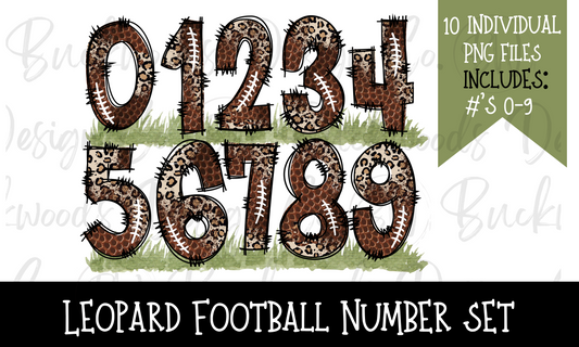 Leopard Football Number Set Digital Download PNG