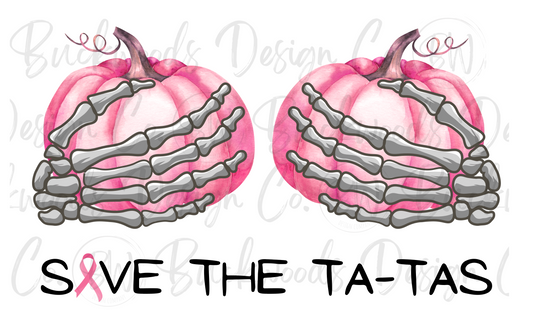 Save the Ta-Tas Breast Cancer Awareness Pumpkin Digital Download PNG