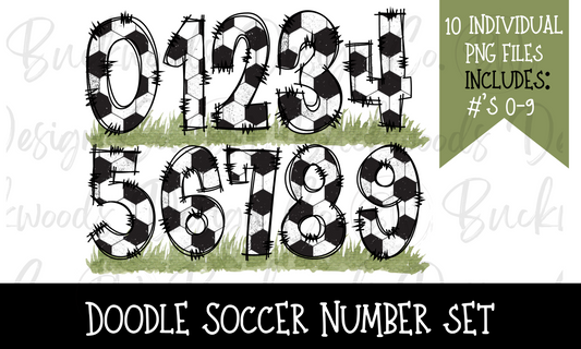 Doodle Soccer Number Set Digital Download PNG