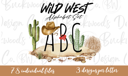 Wild West Alphabet Set Digital Download PNG