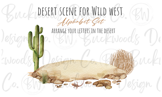 Desert Scene for Wild West Alphabet Set Digital Download PNG