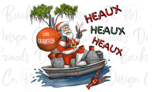 Crawfish Santa Heaux Heaux Heaux Cajun Christmas Digital Download PNG