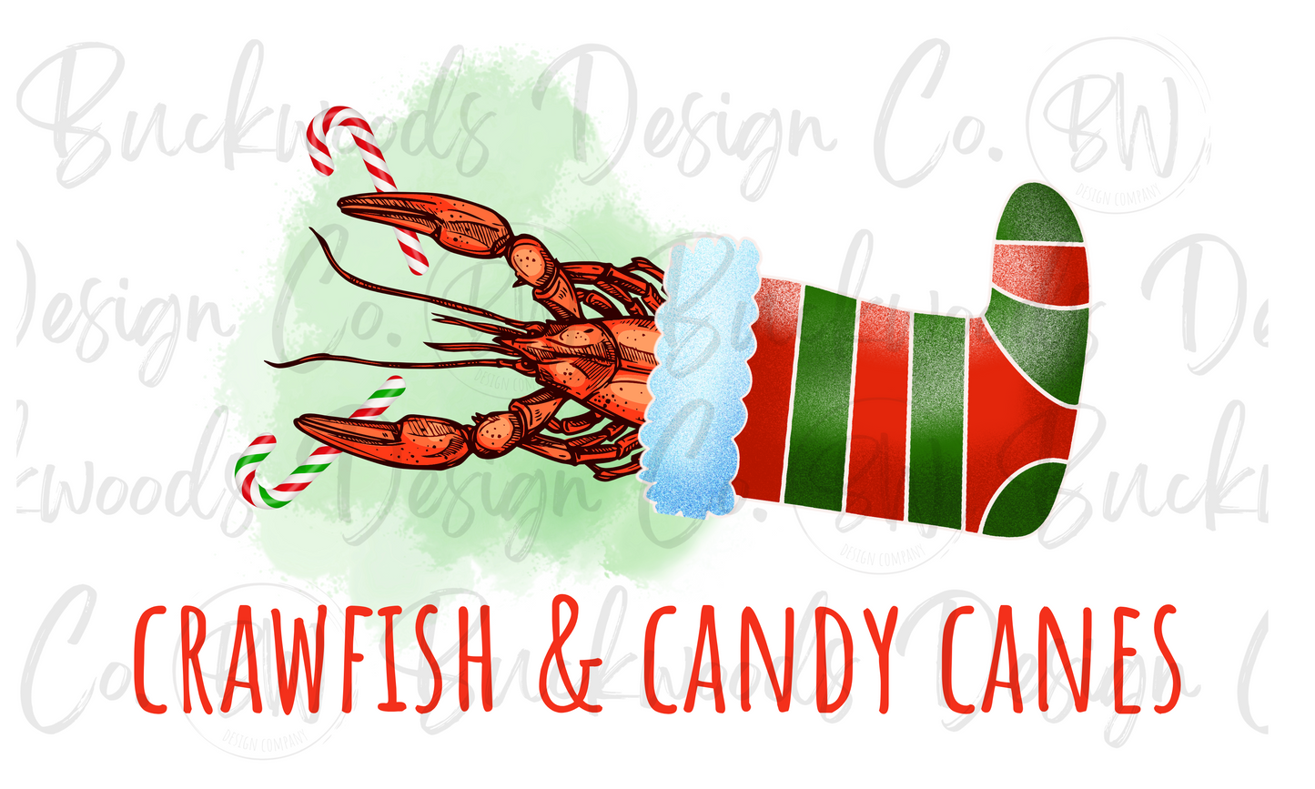 Crawfish & Candy Canes Cajun Christmas Digital Download PNG