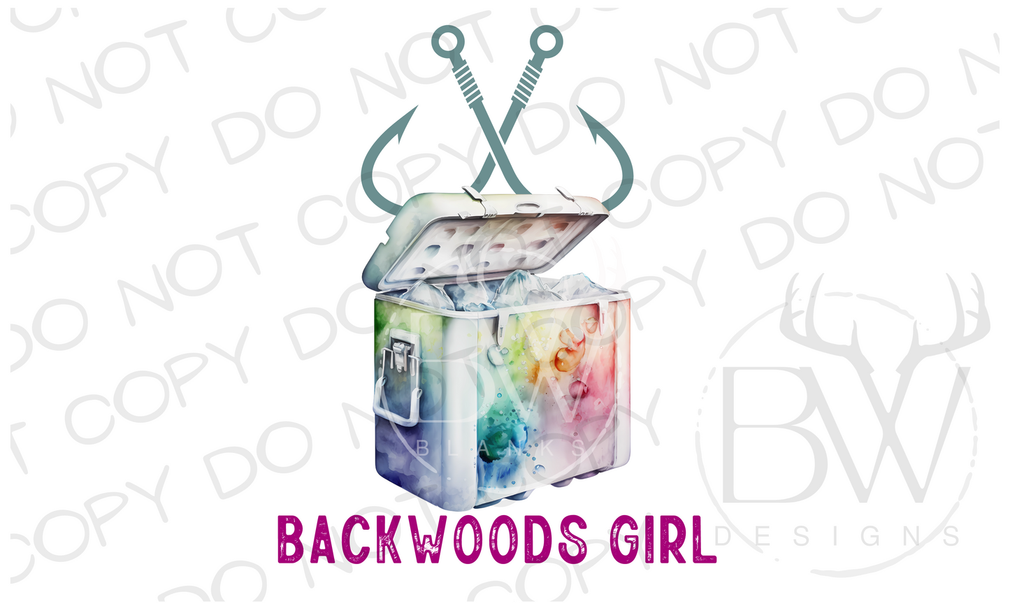 Backwoods Girl Fishing Cooler Digital Download PNG