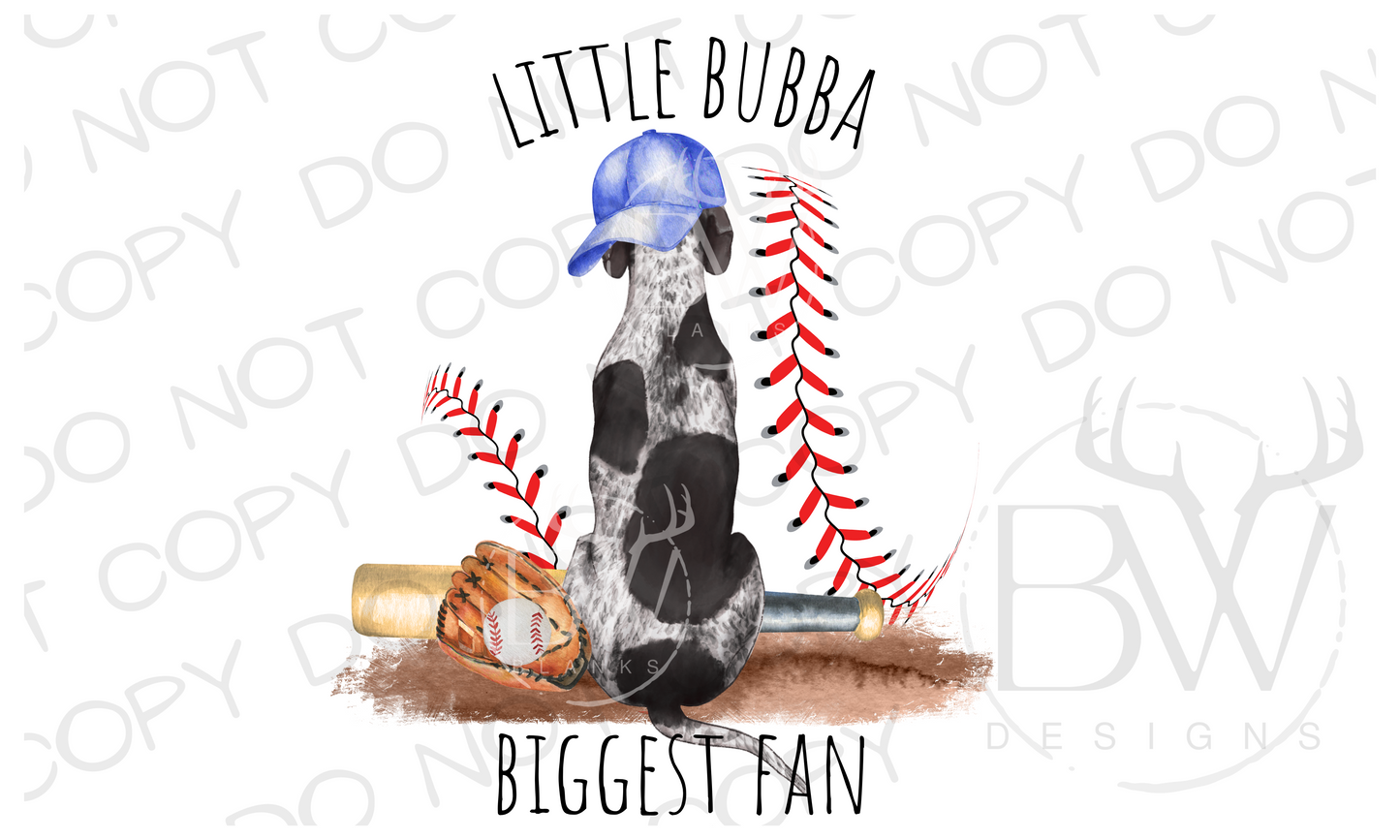 Little Bubba Biggest Fan Baseball Hunting Dog Digital Download PNG
