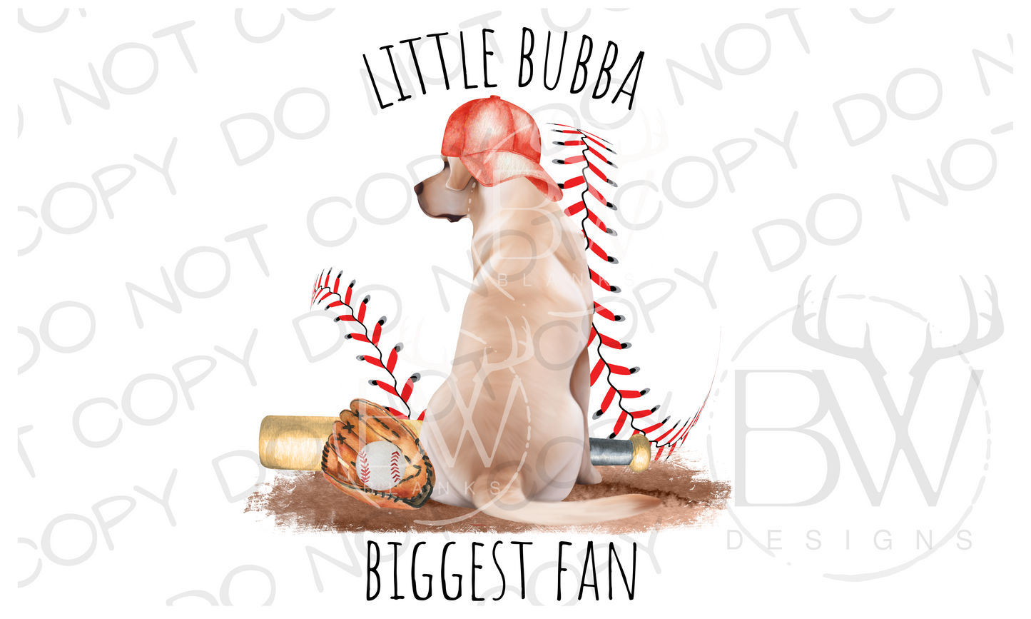 Little Bubba Biggest Fan Baseball Hunting Dog Digital Download PNG