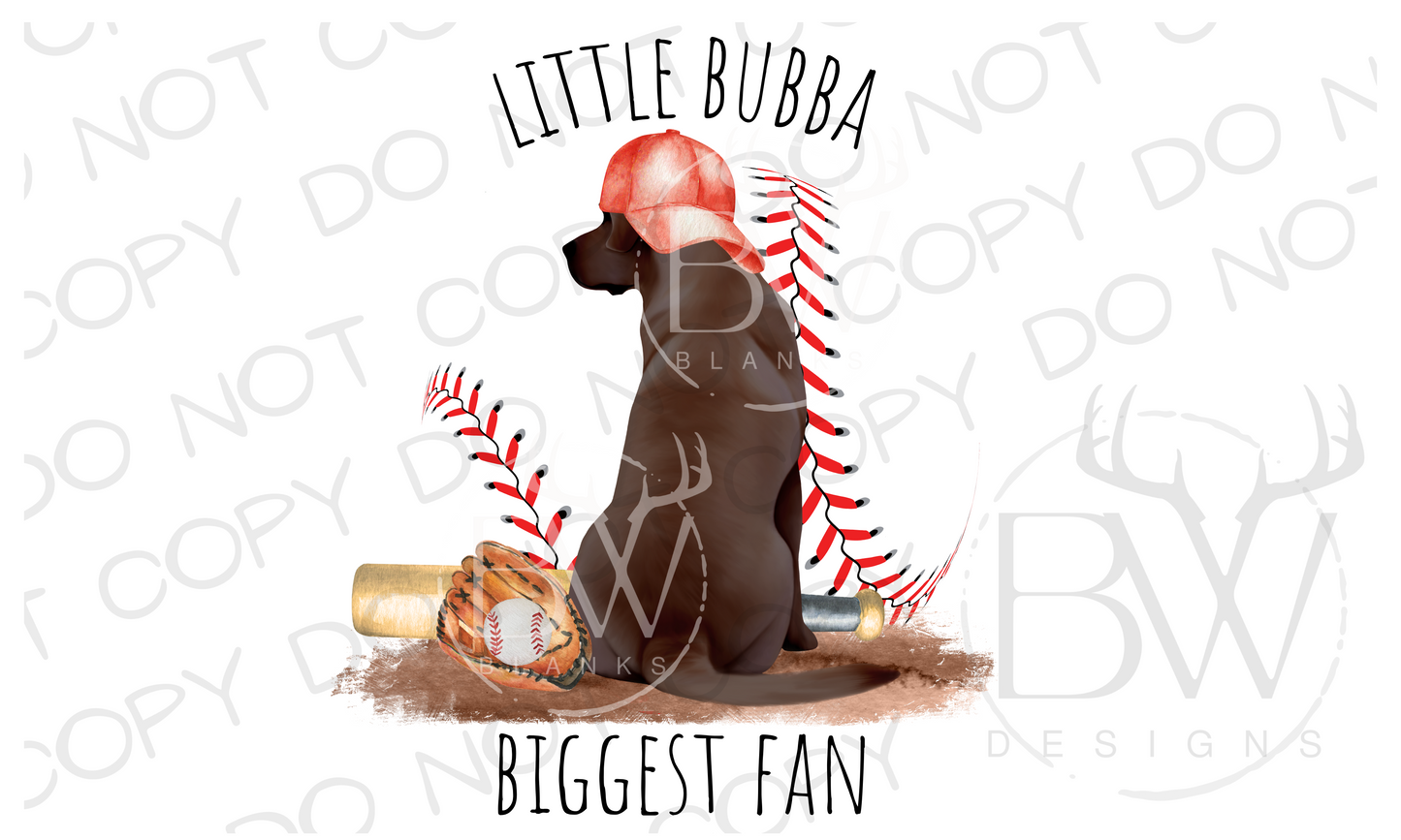 Little Bubba Biggest Fan Baseball Hunting Dog Digital Download PNG