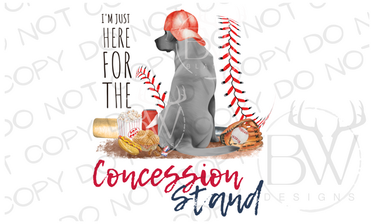 Just Here for the Concession Stand Baseball Hunting Dog Digital Download PNG