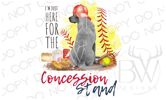 Just Here for the Concession Stand Softball Hunting Dog Digital Download PNG