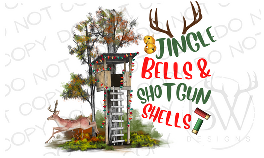 Jingle Bells & Shotgun Shells Deer Hunting Christmas Digital Download PNG