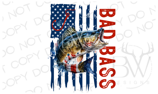 Bad Bass Fishing Digital Download PNG