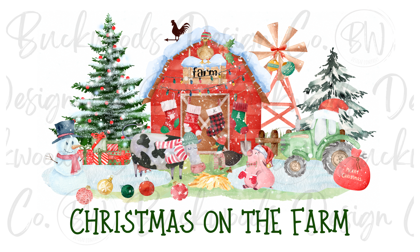 Christmas On The Farm Christmas Tractor Digital Download PNG