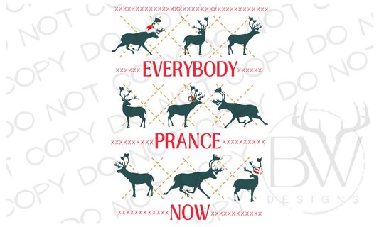 Everybody Prance Now Christmas Reindeer Faux Smocking Digital Download PNG