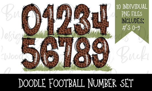 Doodle Football Number Set Digital Download PNG