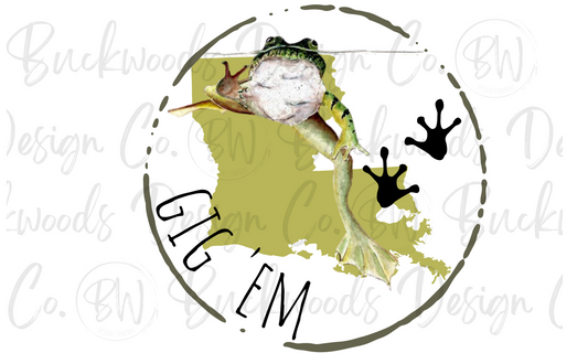 Gig 'Em Louisiana Frog Hunting Digital Download PNG