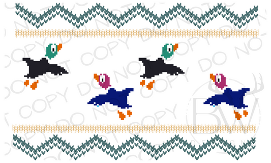 Faux Smocking Duck Hunting Trio Duck Hunting Digital Download PNG