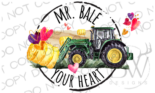 Mr. Bale Your Heart Valentine's Day Tractor Digital Download PNG