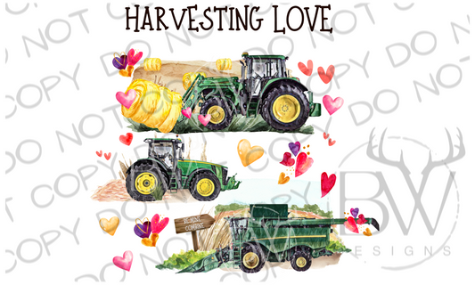Harvesting Love Valentine's Day Tractor Digital Download PNG