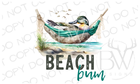 Beach Bum Mallard Duck Summer Digital Download PNG